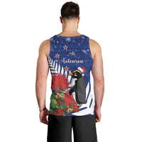 New Zealand Christmas In July Men Tank Top Fiordland Penguin With Pohutukawa Flower LT14 - Polynesian Pride