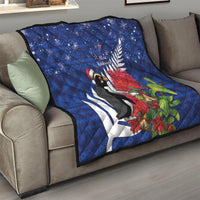 New Zealand Christmas In July Quilt Fiordland Penguin With Pohutukawa Flower LT14 - Polynesian Pride