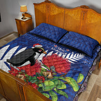 New Zealand Christmas In July Quilt Bed Set Fiordland Penguin With Pohutukawa Flower LT14 - Polynesian Pride