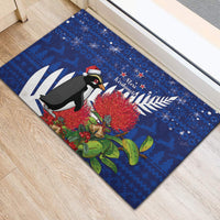 New Zealand Christmas In July Rubber Doormat Fiordland Penguin With Pohutukawa Flower LT14 - Polynesian Pride
