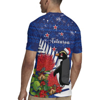 New Zealand Christmas In July Rugby Jersey Fiordland Penguin With Pohutukawa Flower LT14 - Polynesian Pride