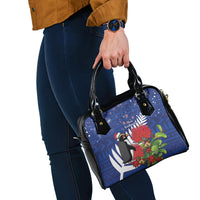 New Zealand Christmas In July Shoulder Handbag Fiordland Penguin With Pohutukawa Flower LT14 - Polynesian Pride
