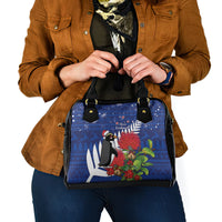 New Zealand Christmas In July Shoulder Handbag Fiordland Penguin With Pohutukawa Flower LT14 - Polynesian Pride