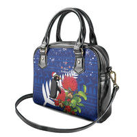 New Zealand Christmas In July Shoulder Handbag Fiordland Penguin With Pohutukawa Flower LT14 - Polynesian Pride