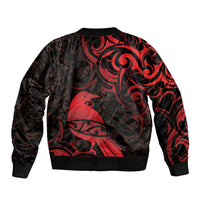 New Zealand Tui Bird Bomber Jacket Aotearoa Maori Pattern - Red LT14 - Polynesian Pride