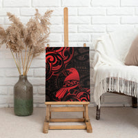 New Zealand Tui Bird Canvas Wall Art Aotearoa Maori Pattern - Red