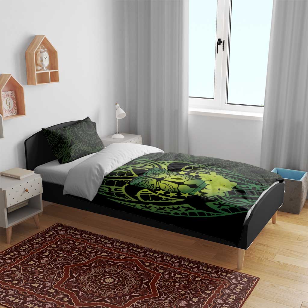 Kia Orana Kuki Airani Bedding Set Cook Islands Tangaroa God Tatau Green