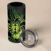 Kia Orana Kuki Airani 4 in 1 Can Cooler Tumbler Cook Islands Tangaroa God Tatau Green LT14 - Polynesian Pride