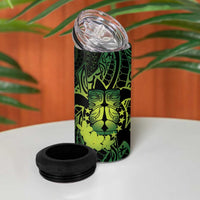 Kia Orana Kuki Airani 4 in 1 Can Cooler Tumbler Cook Islands Tangaroa God Tatau Green LT14 - Polynesian Pride