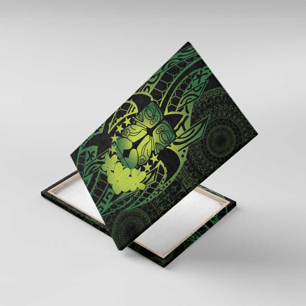 Kia Orana Kuki Airani Canvas Wall Art Cook Islands Tangaroa God Tatau Green