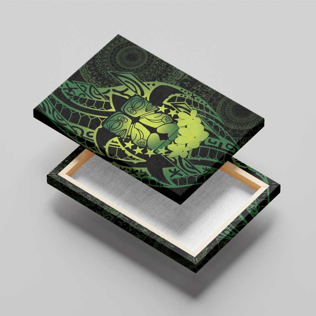 Kia Orana Kuki Airani Canvas Wall Art Cook Islands Tangaroa God Tatau Green