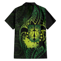 Kia Orana Kuki Airani Family Matching Off The Shoulder Long Sleeve Dress and Hawaiian Shirt Cook Islands Tangaroa God Tatau Green LT14 - Polynesian Pride