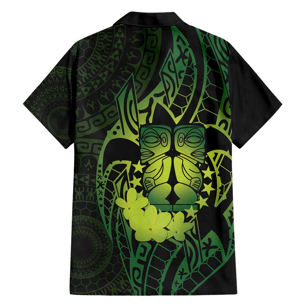 Kia Orana Kuki Airani Family Matching Short Sleeve Bodycon Dress and Hawaiian Shirt Cook Islands Tangaroa God Tatau Green LT14 - Polynesian Pride