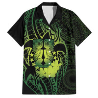 Kia Orana Kuki Airani Family Matching Summer Maxi Dress and Hawaiian Shirt Cook Islands Tangaroa God Tatau Green LT14 Dad's Shirt - Short Sleeve Green - Polynesian Pride