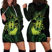 Kia Orana Kuki Airani Hoodie Dress Cook Islands Tangaroa God Tatau Green