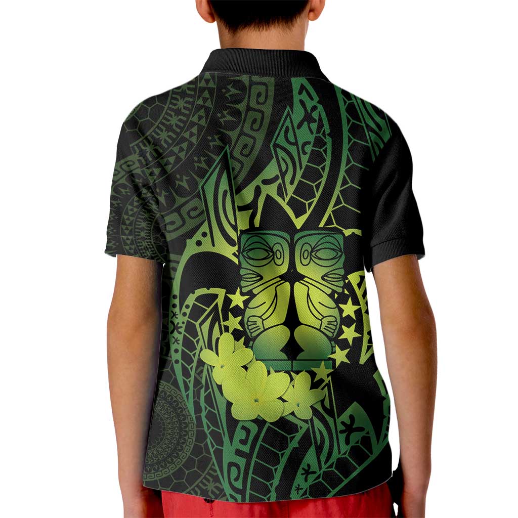 Kia Orana Kuki Airani Kid Polo Shirt Cook Islands Tangaroa God Tatau Green