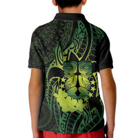 Kia Orana Kuki Airani Kid Polo Shirt Cook Islands Tangaroa God Tatau Green