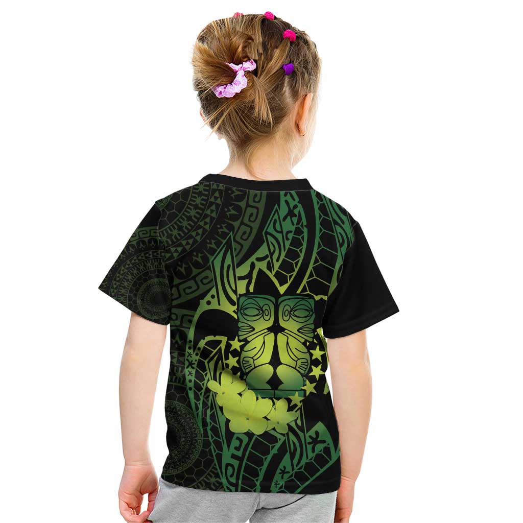 Kia Orana Kuki Airani Kid T Shirt Cook Islands Tangaroa God Tatau Green