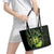 Kia Orana Kuki Airani Leather Tote Bag Cook Islands Tangaroa God Tatau Green