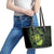 Kia Orana Kuki Airani Leather Tote Bag Cook Islands Tangaroa God Tatau Green