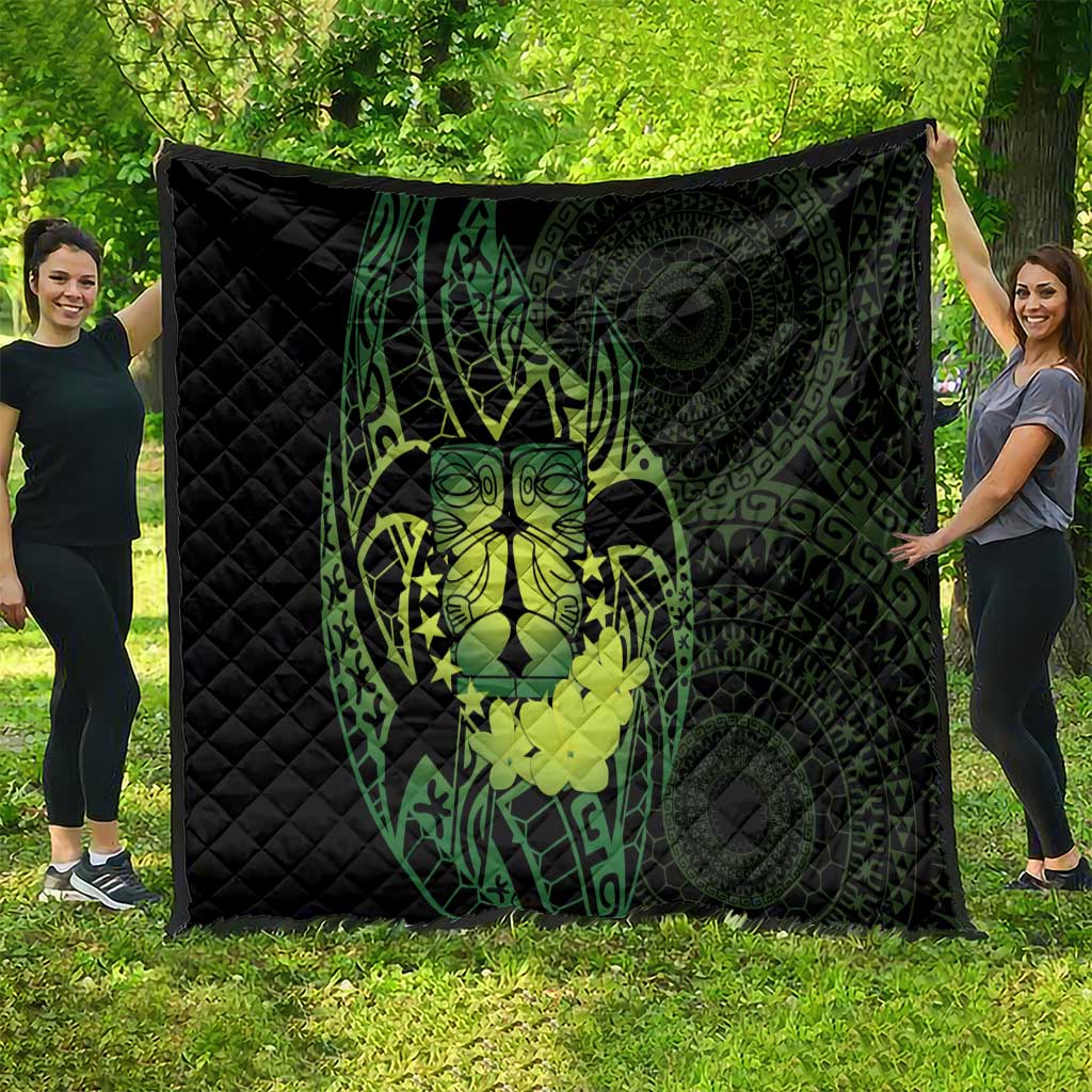 Kia Orana Kuki Airani Quilt Cook Islands Tangaroa God Tatau Green