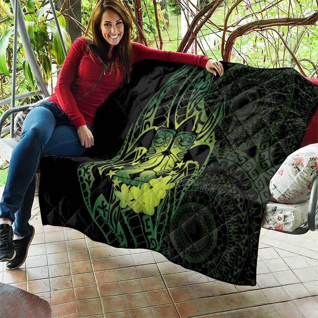 Kia Orana Kuki Airani Quilt Cook Islands Tangaroa God Tatau Green