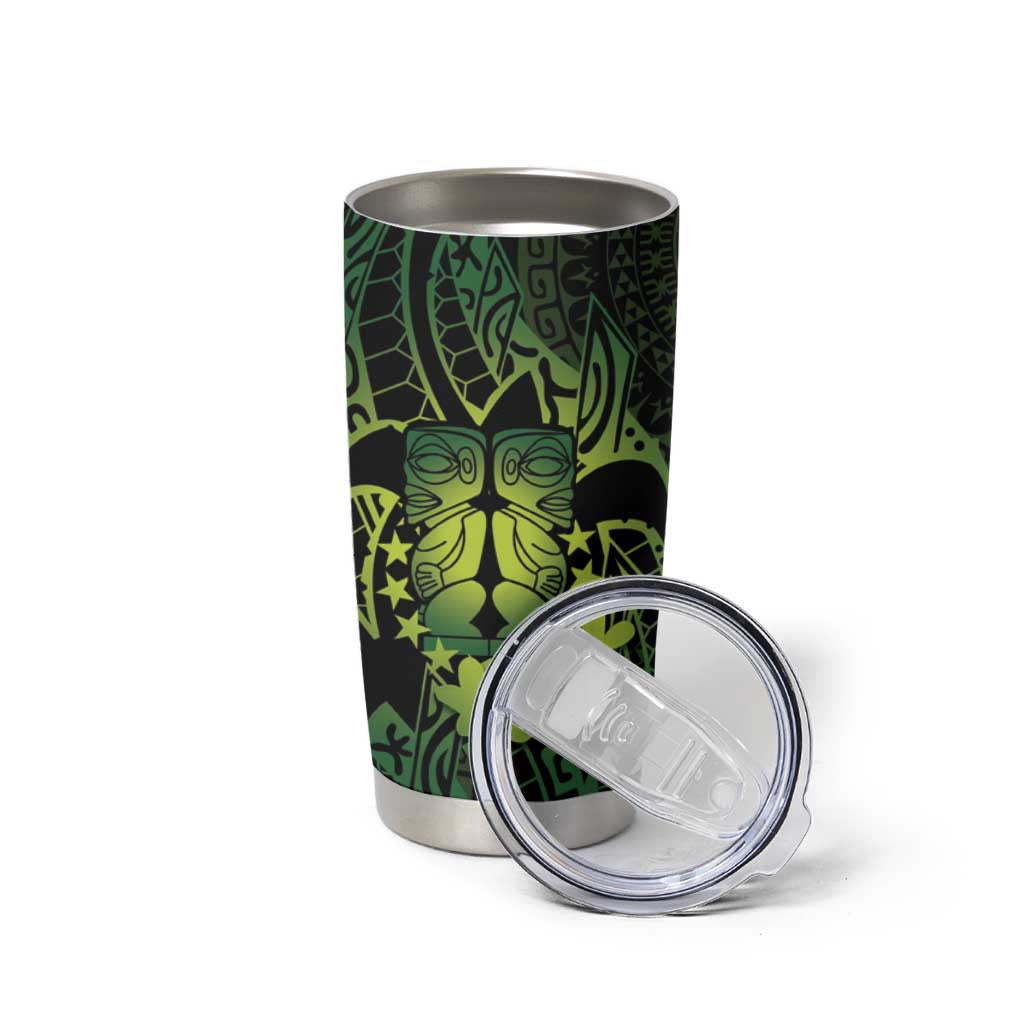 Kia Orana Kuki Airani Tumbler Cup Cook Islands Tangaroa God Tatau Green