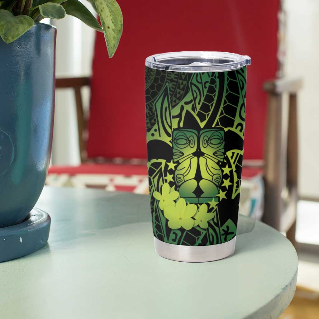 Kia Orana Kuki Airani Tumbler Cup Cook Islands Tangaroa God Tatau Green