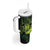 Kia Orana Kuki Airani Tumbler With Handle Cook Islands Tangaroa God Tatau Green