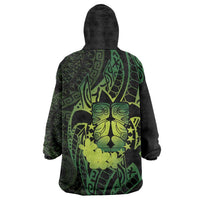 Kia Orana Kuki Airani Wearable Blanket Hoodie Cook Islands Tangaroa God Tatau Green LT14 - Polynesian Pride