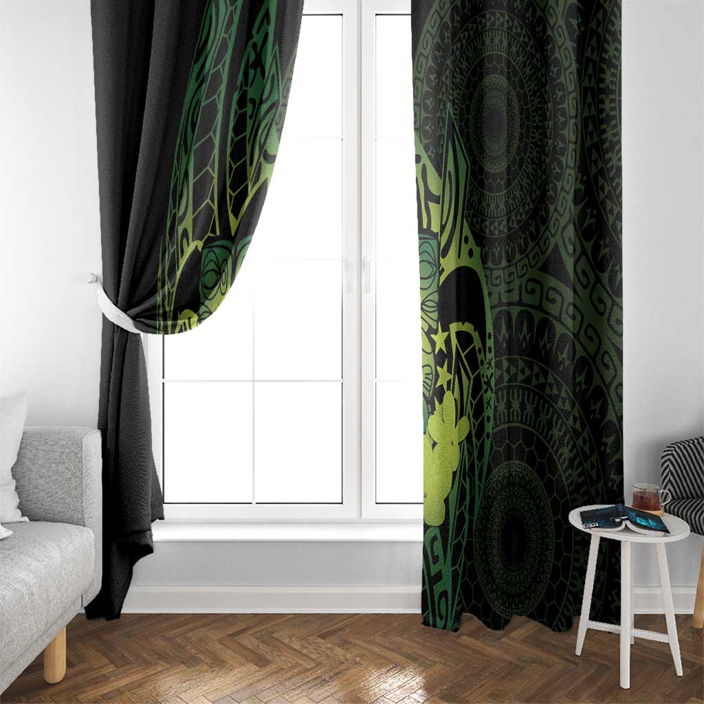 Kia Orana Kuki Airani Window Curtain Cook Islands Tangaroa God Tatau Green
