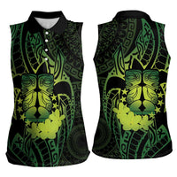 Kia Orana Kuki Airani Women Sleeveless Polo Shirt Cook Islands Tangaroa God Tatau Green