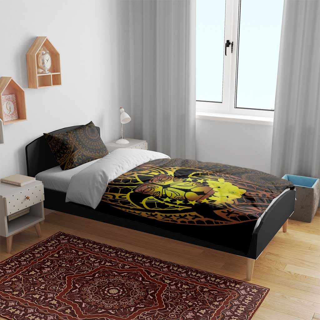 Kia Orana Kuki Airani Bedding Set Cook Islands Tangaroa God Tatau Gold