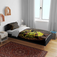 Kia Orana Kuki Airani Bedding Set Cook Islands Tangaroa God Tatau Gold
