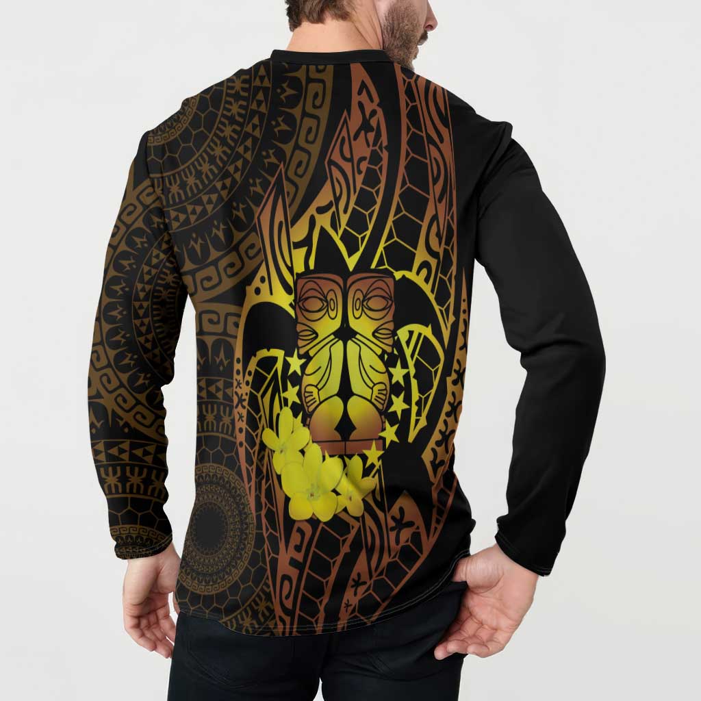 Kia Orana Kuki Airani Button Sweatshirt Cook Islands Tangaroa God Tatau Gold