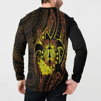 Kia Orana Kuki Airani Button Sweatshirt Cook Islands Tangaroa God Tatau Gold