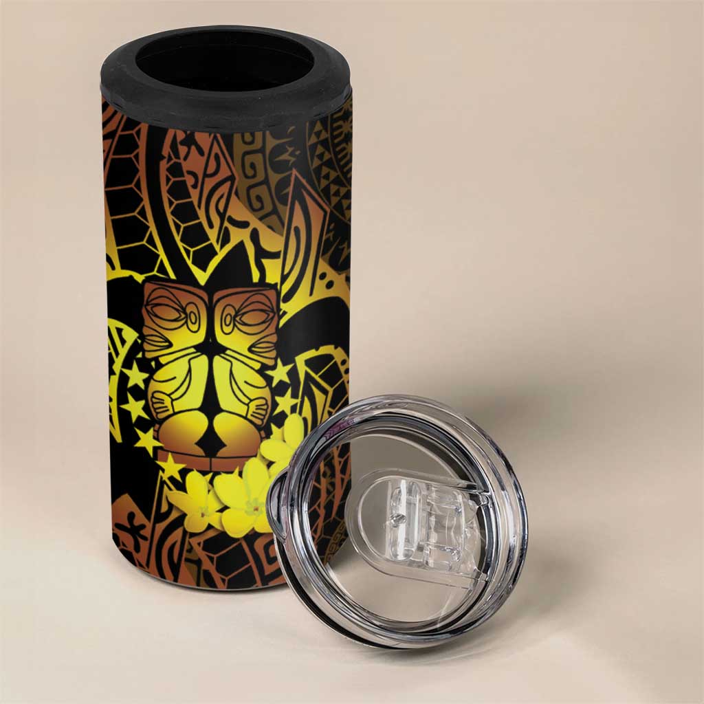 Kia Orana Kuki Airani 4 in 1 Can Cooler Tumbler Cook Islands Tangaroa God Tatau Gold LT14 - Polynesian Pride