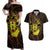 Kia Orana Kuki Airani Couples Matching Off Shoulder Maxi Dress and Hawaiian Shirt Cook Islands Tangaroa God Tatau Gold