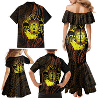 Kia Orana Kuki Airani Family Matching Mermaid Dress and Hawaiian Shirt Cook Islands Tangaroa God Tatau Gold LT14 - Polynesian Pride
