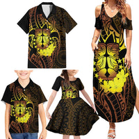 Kia Orana Kuki Airani Family Matching Summer Maxi Dress and Hawaiian Shirt Cook Islands Tangaroa God Tatau Gold LT14 - Polynesian Pride