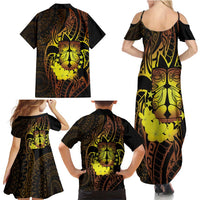Kia Orana Kuki Airani Family Matching Summer Maxi Dress and Hawaiian Shirt Cook Islands Tangaroa God Tatau Gold LT14 - Polynesian Pride