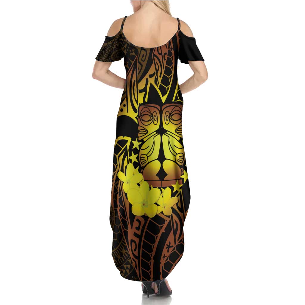 Kia Orana Kuki Airani Family Matching Summer Maxi Dress and Hawaiian Shirt Cook Islands Tangaroa God Tatau Gold LT14 - Polynesian Pride