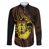 Kia Orana Kuki Airani Family Matching Tank Maxi Dress and Hawaiian Shirt Cook Islands Tangaroa God Tatau Gold LT14 Dad's Shirt - Long Sleeve Gold - Polynesian Pride