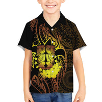 Kia Orana Kuki Airani Family Matching Tank Maxi Dress and Hawaiian Shirt Cook Islands Tangaroa God Tatau Gold LT14 Son's Shirt Gold - Polynesian Pride