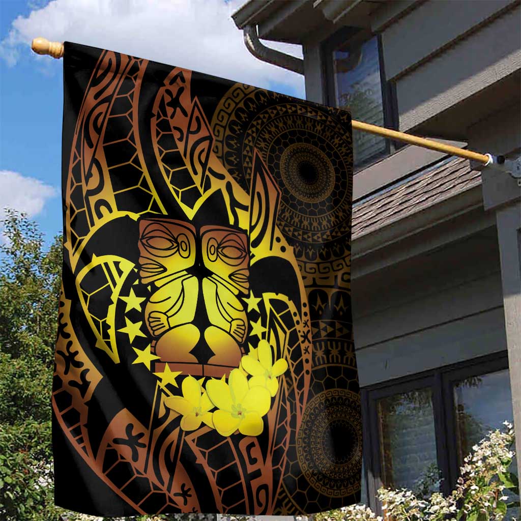 Kia Orana Kuki Airani Garden Flag Cook Islands Tangaroa God Tatau Gold