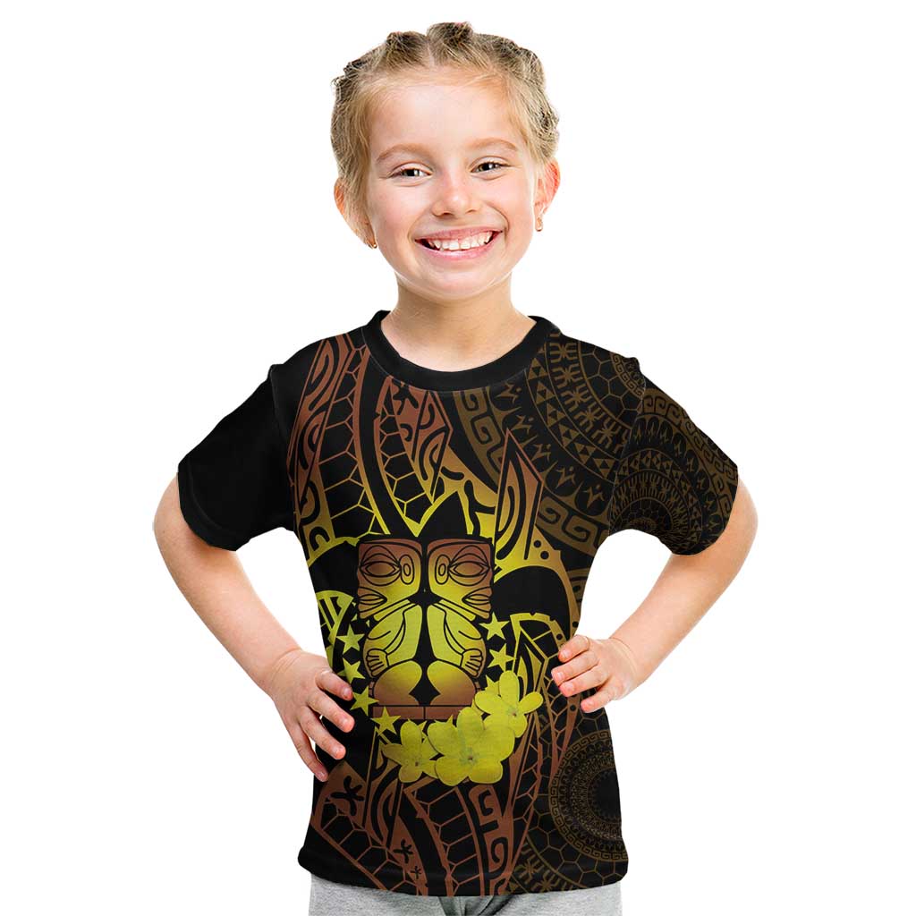Kia Orana Kuki Airani Kid T Shirt Cook Islands Tangaroa God Tatau Gold