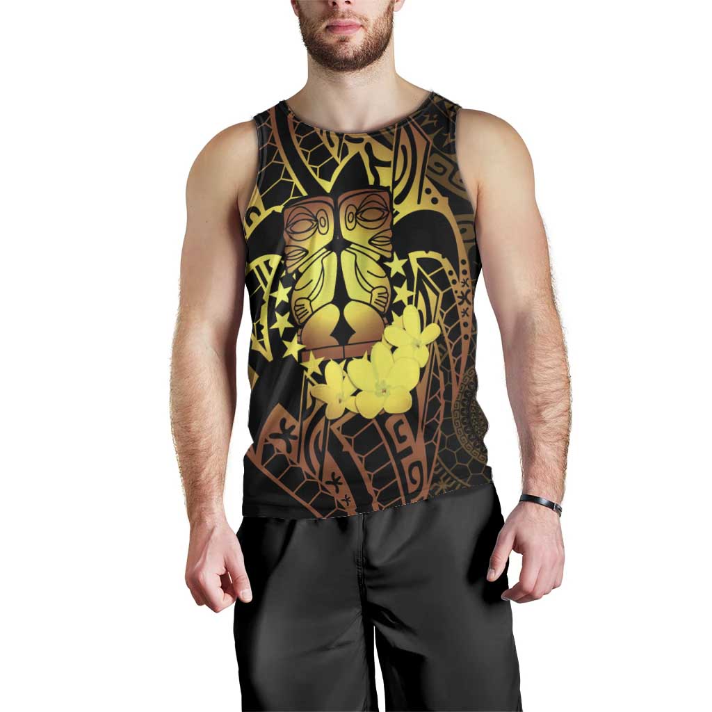 Kia Orana Kuki Airani Men Tank Top Cook Islands Tangaroa God Tatau Gold