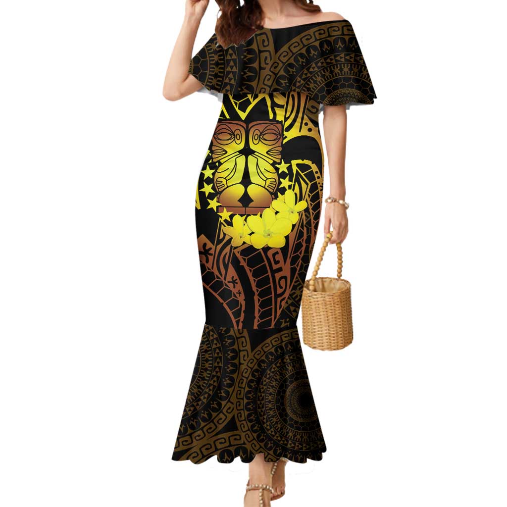 Kia Orana Kuki Airani Mermaid Dress Cook Islands Tangaroa God Tatau Gold