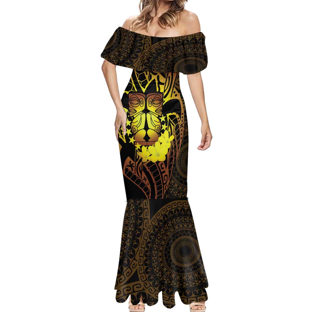 Kia Orana Kuki Airani Mermaid Dress Cook Islands Tangaroa God Tatau Gold