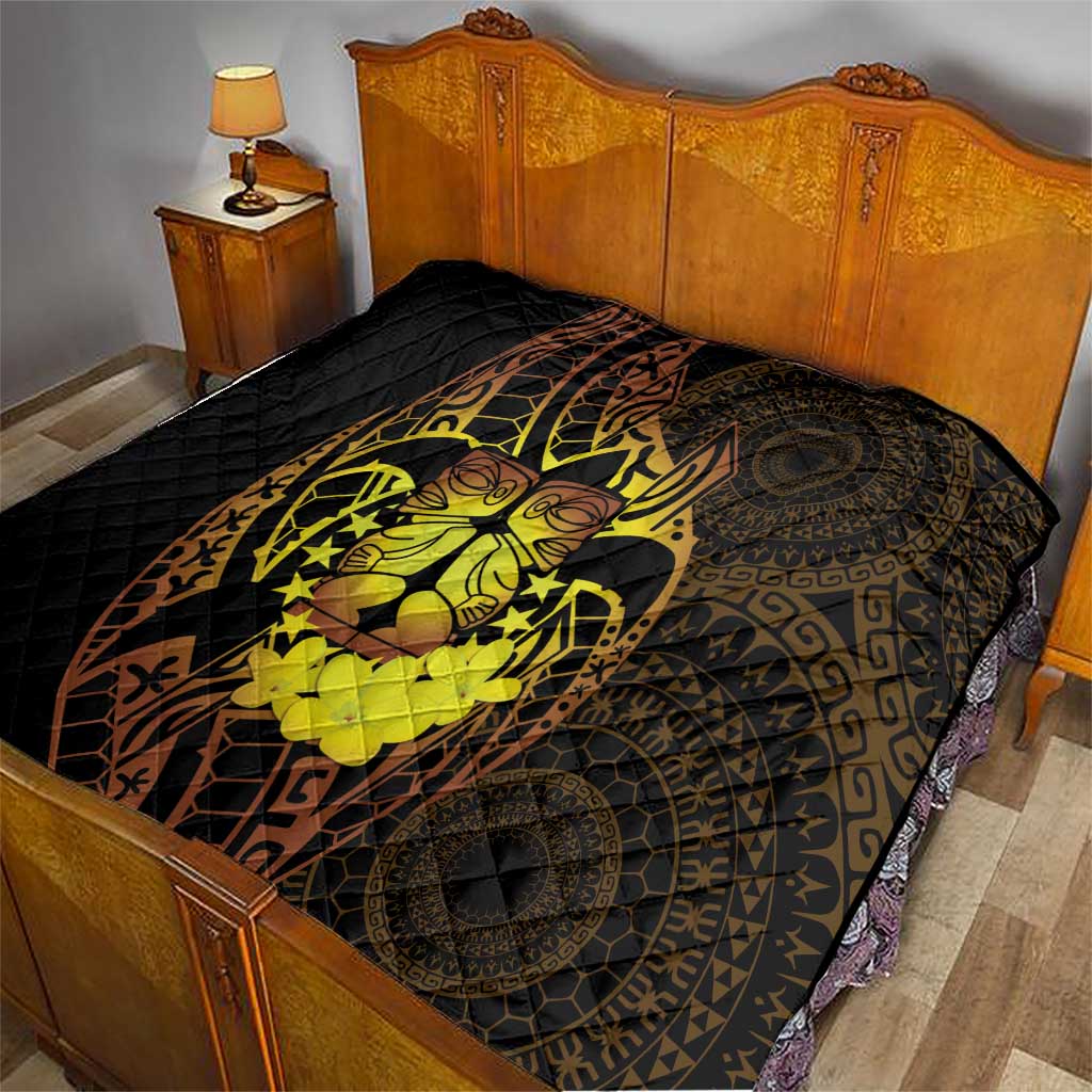 Kia Orana Kuki Airani Quilt Cook Islands Tangaroa God Tatau Gold